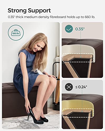 Image of SONGMICS 30 Inches Folding Storage Ottoman Bench with Flipping Lid