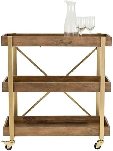 Miniatura 5 de Pemberly Row Carrito de barra de cocina de madera Riley modernocontemporáneo dorado