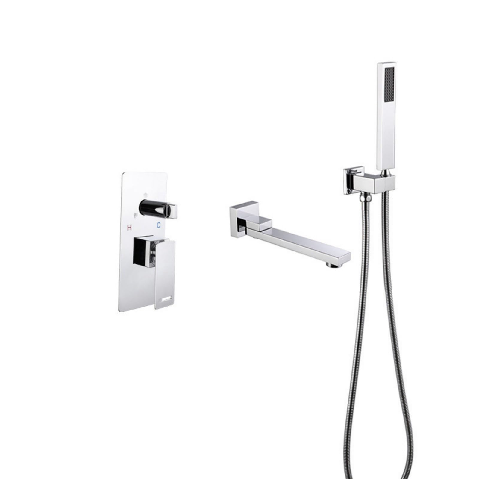 BHGFYXBS Bath Mixer Tap Black + Rose Gold Bath Tub Mixer Tap With Shower Swivel Spout Shower Mixer Tap Set For Bath Single Lever Tap,Chrome