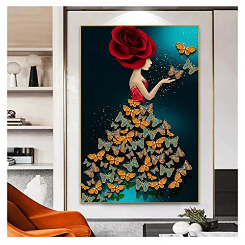 Decoration salon tableau decoration murale chambre avec affiche fille de fleurs
