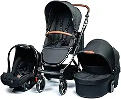 Combo Carrinho de Bebê Como 4 Linha Tradicional Ink + Moisés + Bebê Conforto + Adaptador + Bolsa Abc Design