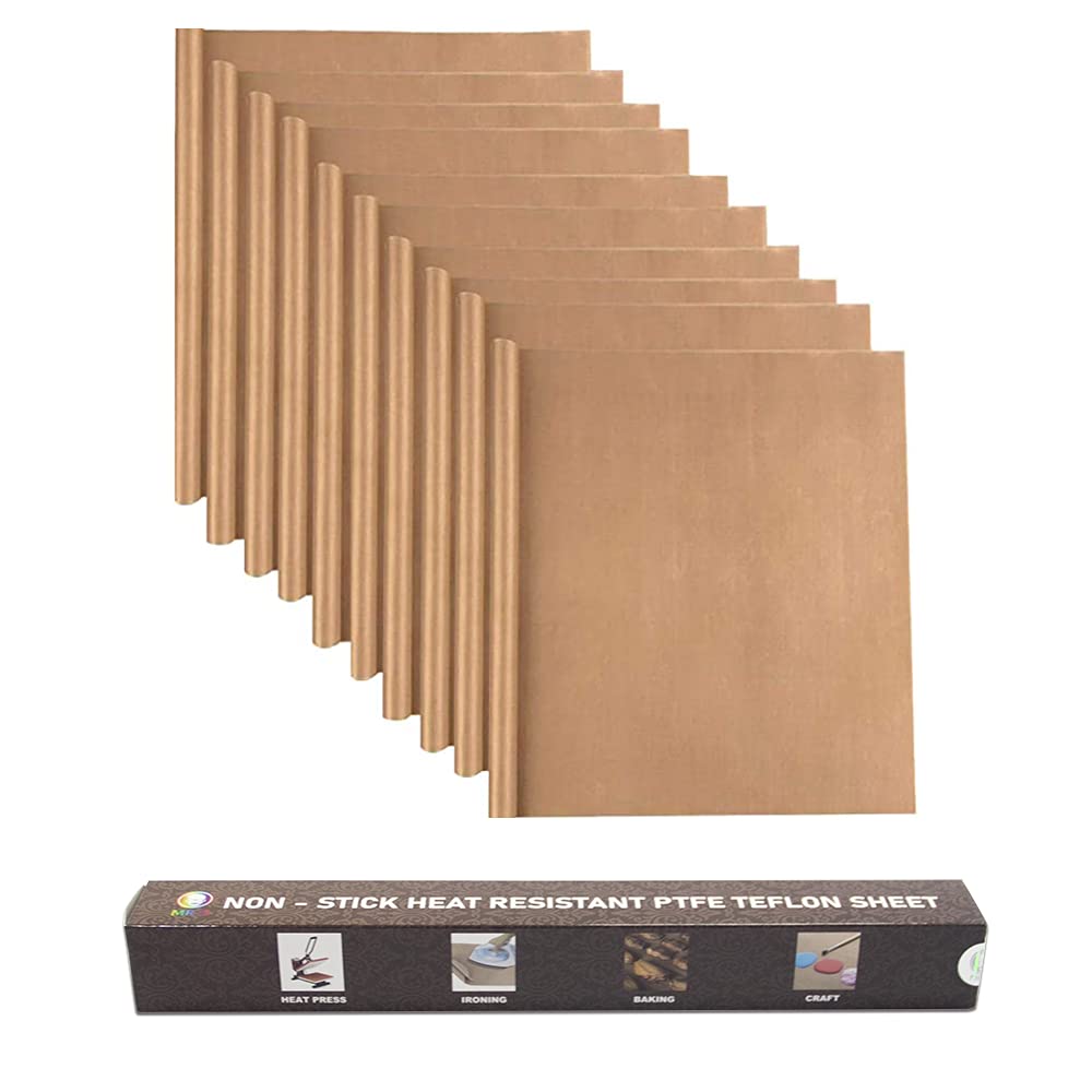 MR.R10 Pack 0.11mm Thickness 12''x16'' PTFE Heat Press Teflon Sheet for Heat Transfer Non Sticky Reusable High Resistant Craft Mat for Heat Transfer Printing