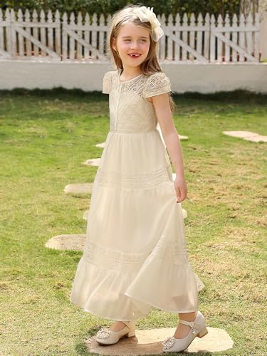 Abaowedding Vintage Flower Girl Dress for Wedding Lace Backless Girls First Communion Dresses4