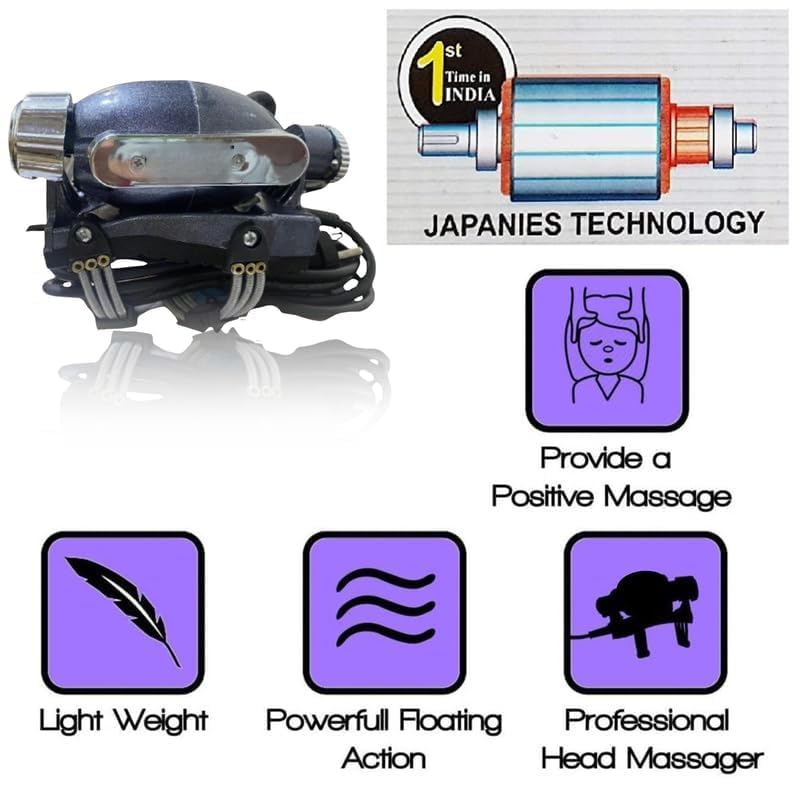 Image of Drumstone 𝟓+𝟓 𝐘𝐄𝐀𝐑 𝐆𝐔𝐀𝐑𝐀𝐍𝐓𝐄 Professional Double Speed Head Massager for Neuropathy Relief - Handheld Electric Massager with Floating Action, AC /DC Motor, Rubber Pad, Portable for Scalp