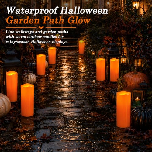 Image of Homemory Large Orange Flameless Candles, Waterproof, Remote Timer, 2 Pack