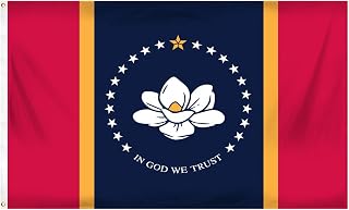 Online Stores SNMS35PP_20 New Mississippi 3ft x 5ft Printed Polyester Flag, Red, Gold, Blue, White