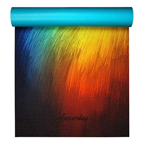 Aimerday Premium Print Yoga Mat for Women Non Slip Exercise Mat with Carrying Strap & Mat Bag, 1/4