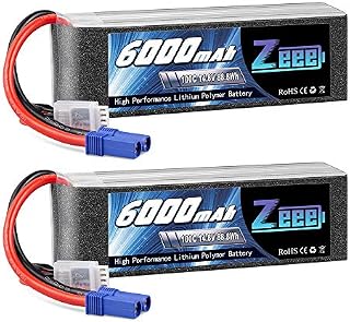 Zeee 4S Lipo Battery 14.8V 100C 6000mAh RC Battery with EC5 Plug for RC Plane F450 Quadcopter Airplane Helicopter RC Car Truck RC Boat (2 Packs)