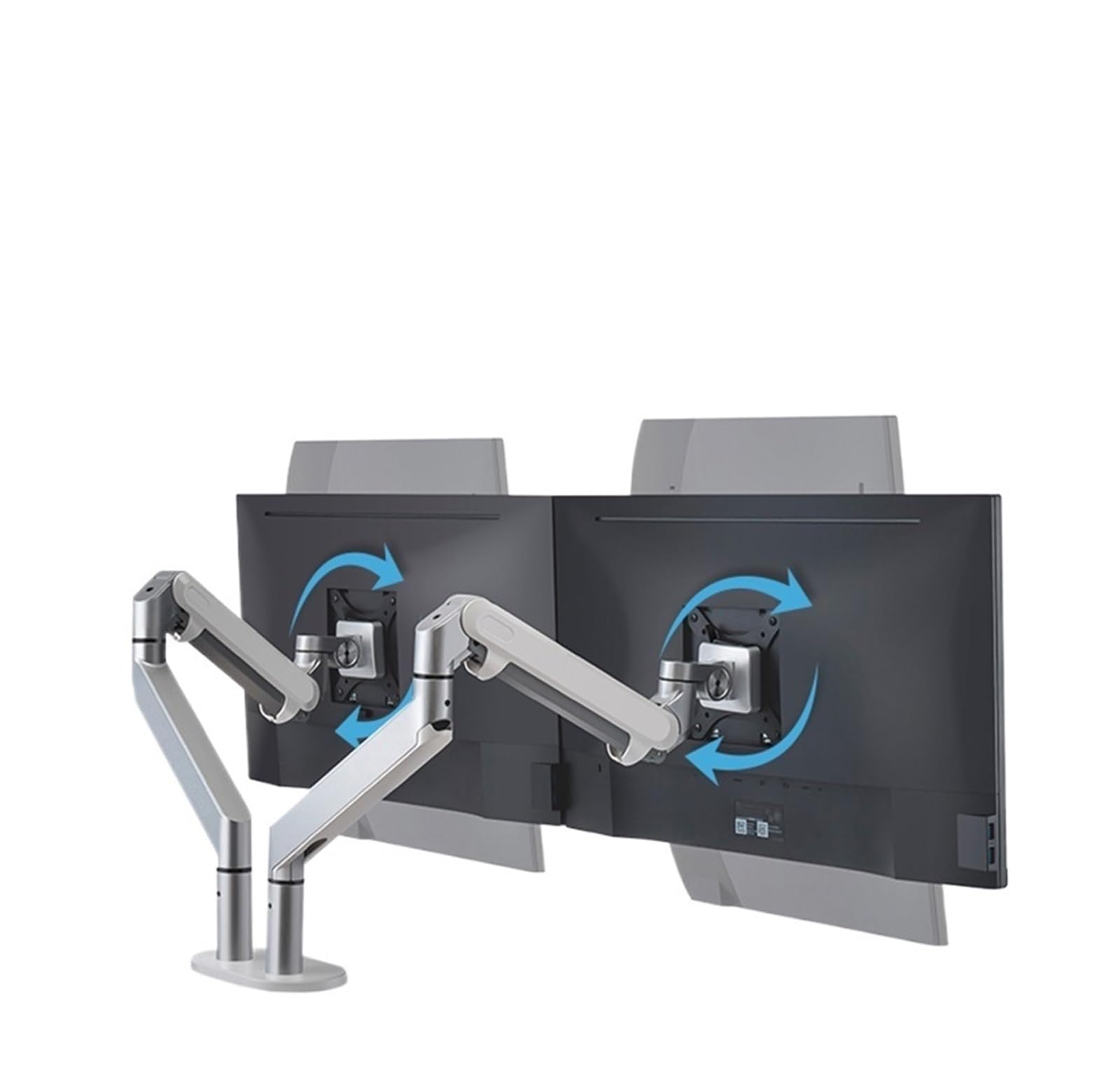 Bras de moniteur double mouvement complet OZ-2 pour ajuster deux écrans sans effort et sans douleur