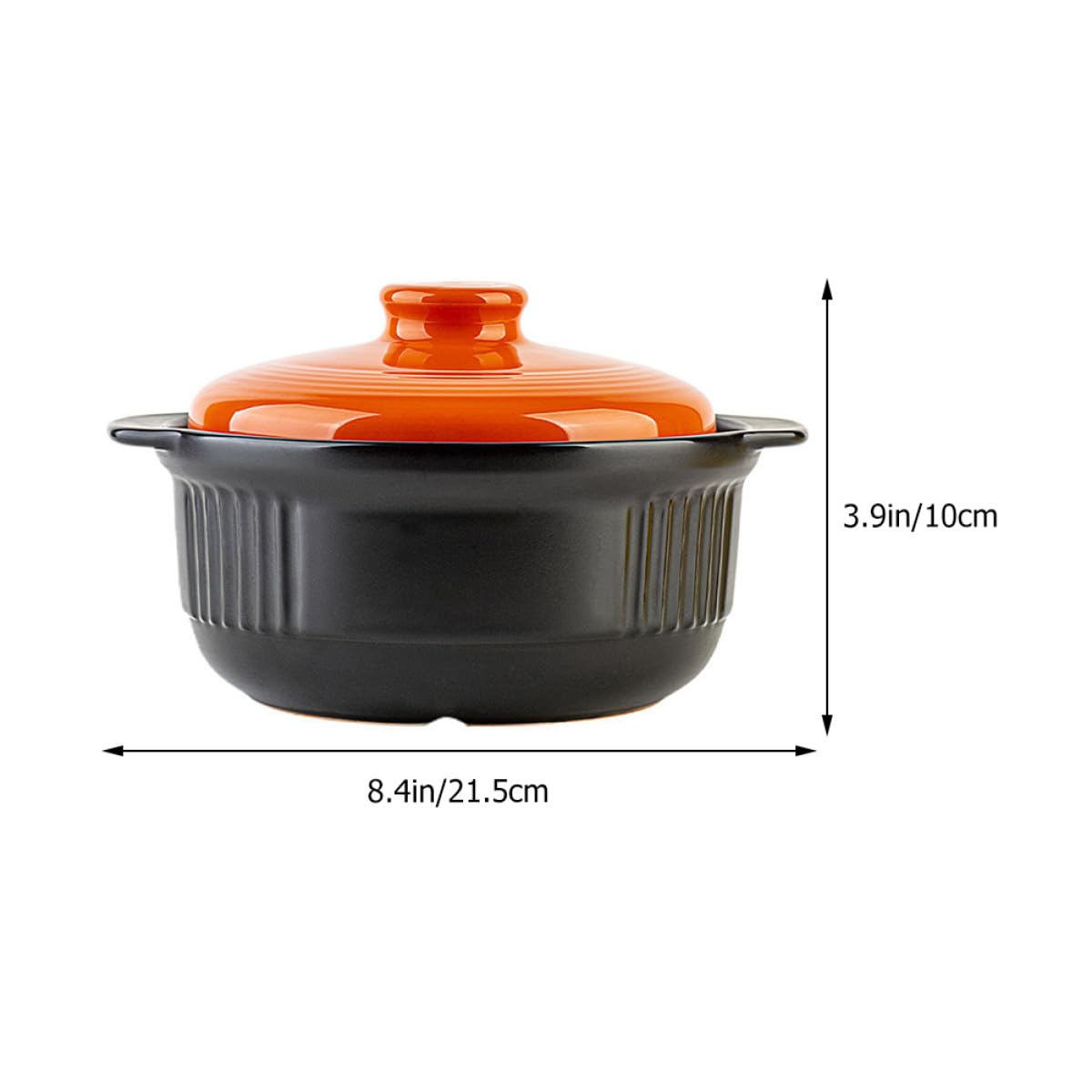 Keramiktopf 2355ml Orange, Hitzebeständiger Auflauf | Keramik, ein Stück Geformt, Dampfventildeckel, Wärmeleitung, für Bibimbap und Nudeln