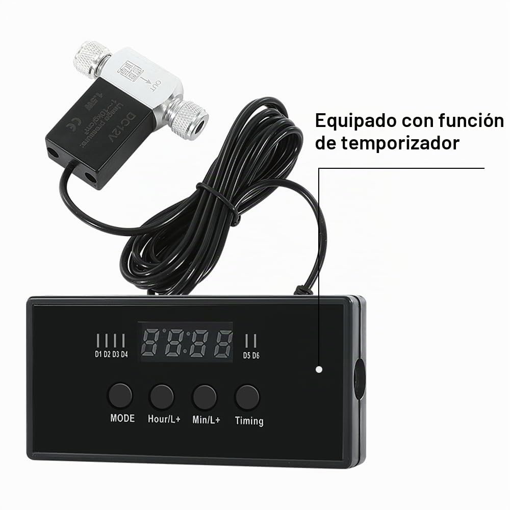 DONGKER Válvula solenoide de CO2 con controlador de temporizador, CC 12 V, cabezal individual/doble para acuario, regulador de CO2, válvula de motor de temporización para el crecimiento de plantas