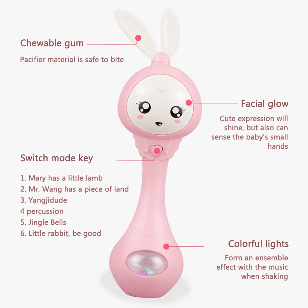 Tumnea Baby rattle, light up musical rattle teether toy, infant baby sensory toy - Image 2
