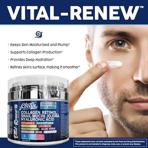 Clean Collagen Retinol For Face Moisturizer Cream | Snail Mucin Hyaluronic Acid Jojoba Vitamin C Ceramides Licorice Niacinamide Aloe Vera Rosehips MSM Arginine Glowing Skin Facial Lotion - Image 4
