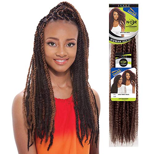Janet Collection Synthetic Hair Braids Noir Afro Twist Braid (Marley Braid) (6-Pack, M1B/350)