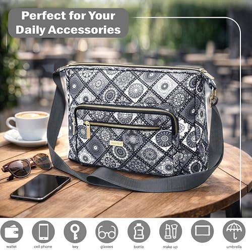 Image of Storite Women's Printed Crossbody Sling Bag | Multi Pocket Lightweight Shoulder Bag | Adjustable Strap Travel Messenger Bag | Boho Design Casual Everyday Purse
