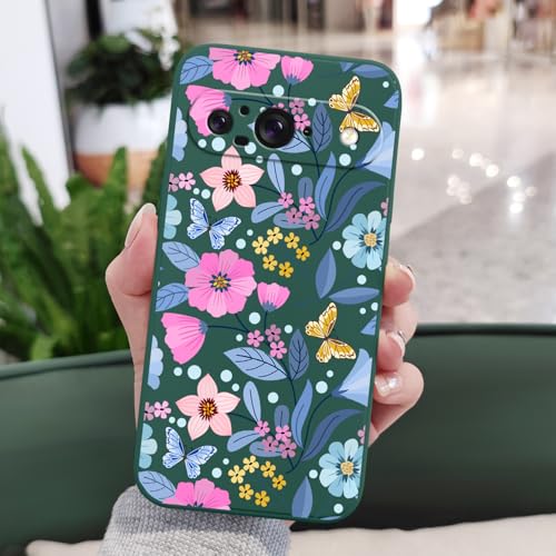 Coque Google Pixel 9 fleurie verte silicone pour style urbain - 3