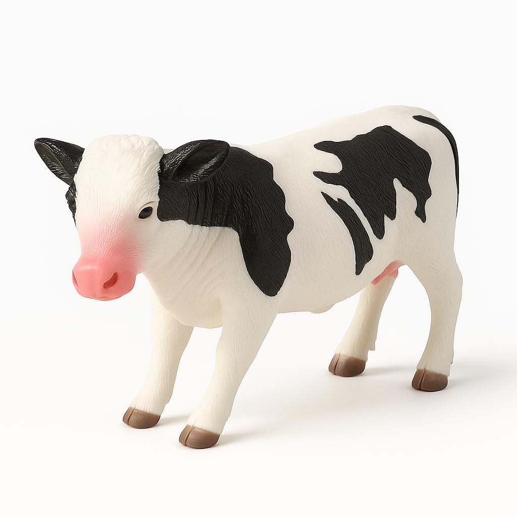 Holstein Cow Plush Squeeze Animal Kids ? 20cm Black & White Soft Stuffed Animal | Cute Cuddly Cow Toy for Boys & Girls | Birthday Gift