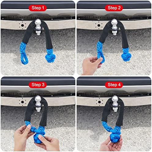 Soft Shackle, zootop 2pcs Soft Off-Road Shackle Rope, 3/5"× 22" (45000Ibs Breaking Strength) Soft Recovery Shackle with Protective Sleeve Soft Shackles for Sailing ATV SUV 4X4 Truck (Blue)