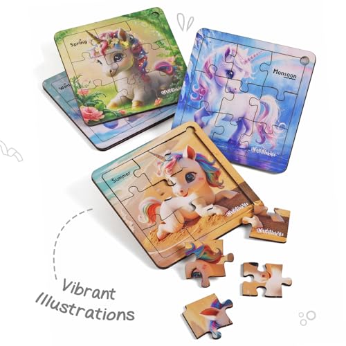 Image of Intelliskills Premium Jigsaw Puzzle for Kids, 36 Pcs Puzzle Set, Set of 4 Fun Learning & Educational Toy for Enhancing Concentration for Kids 3+ Years |Best Birthday Gift, BIS Certified (Unicorn)