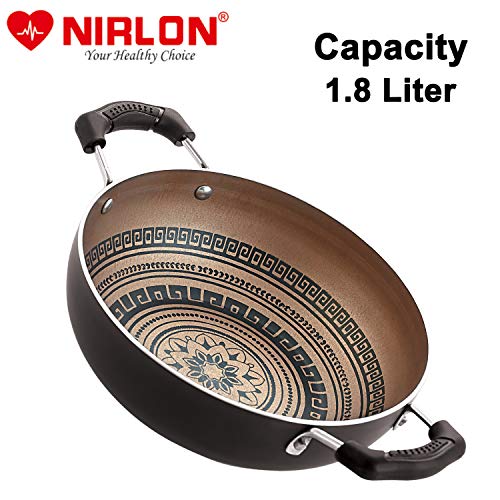 Image of Nirlon Mandala Kitchen Accessories for Cooking Nonstick Kadhai /Wok 1.8 Liter with Handle