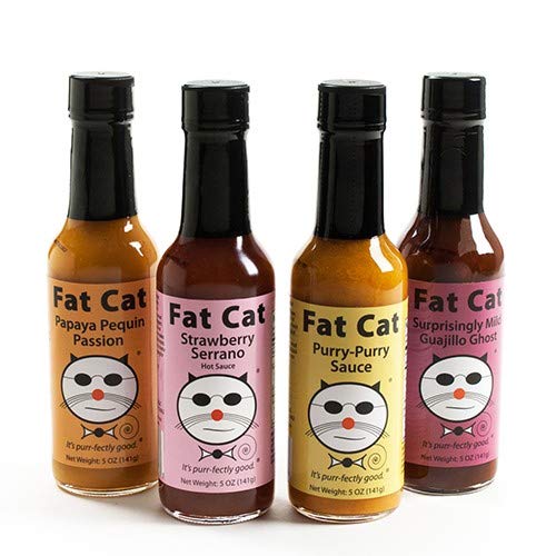 Fat Cat Gourmet - Mild Natural Hot Sauce Variety Pack - Mild/Medium Sampler Gift Set for All Hot Sauce Lovers (4 Pack)