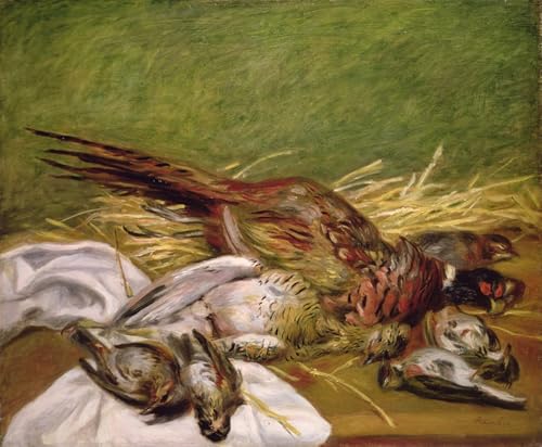 Affiche Renoir faisan et grives : salon chaleureux retro