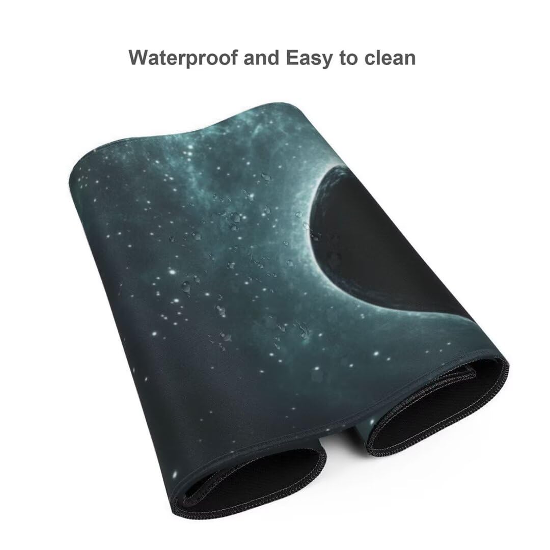 Tappetino Mouse XXL 1400x600x3mm Tappetino Mouse Luna Cielo Stellato Impermeabile Tappetino Gaming Mouse Pad XXL Tappetino Scrivania,Base Antiscivolo Migliora Precisione e Velocità per Desktop/Ufficio
