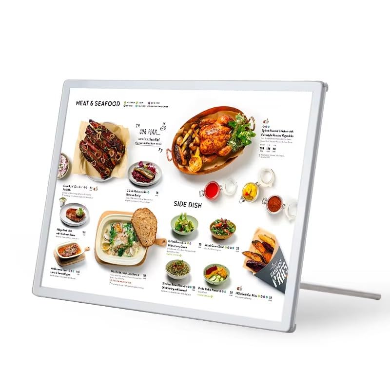 RELRIUXU A4 Black, Desktop Order Menu Lightbox, with Metal Pole Support, 8.9