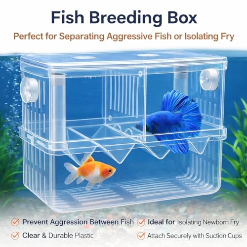 Image of rizopets Aquarium Breeding Box, Double Layer Fish Tank Isolation Box with Divider, Clear Acrylic