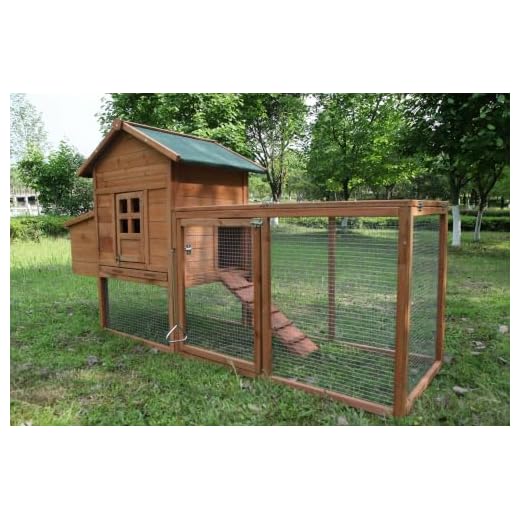 Outdoor Chicken Coop for 2-4 Chickens Wooden Hen House Poultry Pet Hutch Run Cage w/Waterproof Asphalt Roof, Ramp, Nesting Box, Wire Fence (80")