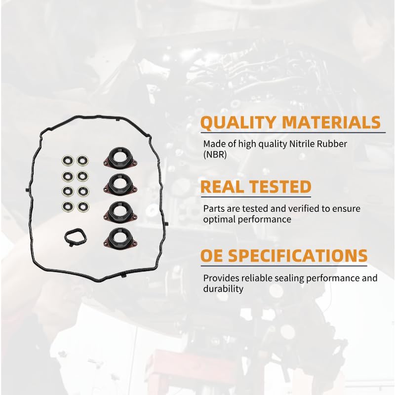 Image of Engine Valve Cover Gasket Set 12030-5A2-A01 Fit for CR-V Accord 2.4L | Rubber valve cover gasket set fit for Honda 2.4L Earth Dreams direct injection engines. Stops oil leaks.