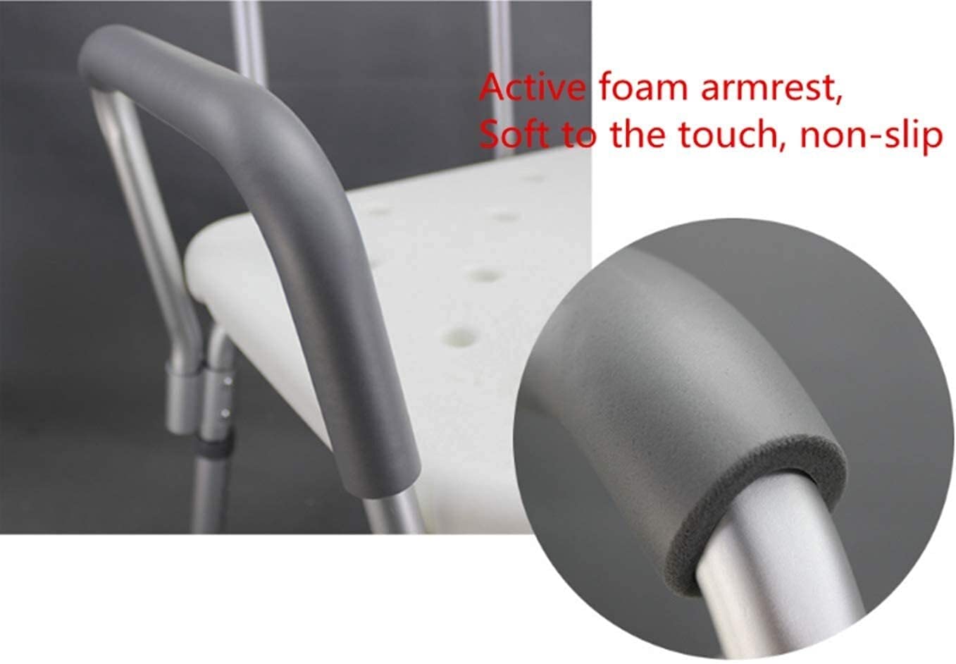 Silla/Taburete de baño y Ducha, ortopédica, Silla de Ducha Altura Regulable con Apoyabrazos Ayuda para baño para Ancianos y discapacitados, ergonómico, conteras Antideslizantes