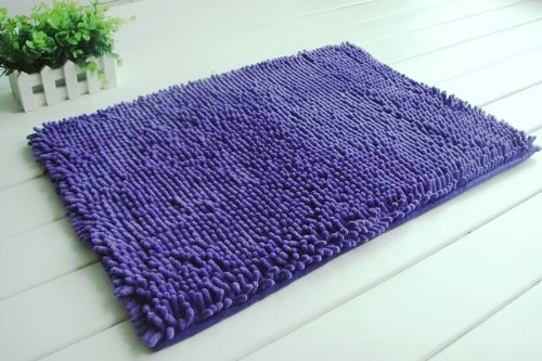 BH Home & Linen 2 Piece Chenille Bath Rug Large Bath Mat (20"x32") Small Mat (17"x24") Purple