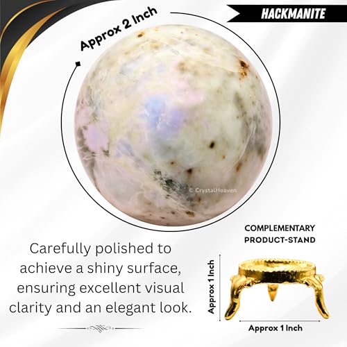 Image of Certified Hackmanite Crystal Ball for Meditation - Premium Crystal Vastu Items for Home and Feng Shui Items for Good Luck - Ideal for Pooja Supplies and Spiritual Practices (2 inch Inch)