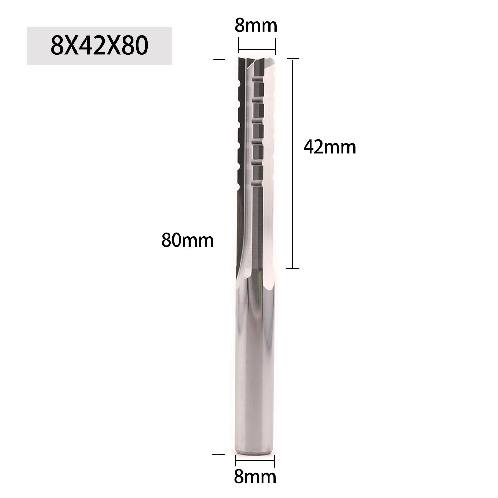 1 fresa recta de 3 filos 4 mm, 6 y 8 con broca paralela carburo for fresadora madera(8x42x80L)