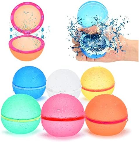 98K Reusable Water Balloons Self Sealing Easy Quick Fill, Silicone Water Balls Summer Fun Outdoor Water Toys Games for Kids Adults Outside Play, Bath Backyard Swimming Pool Party Supplies (6 PCS)