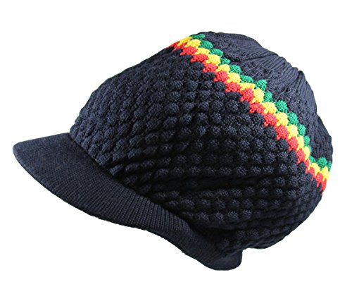 RW Men's Cotton Rasta Beanie Visor (Navy/RGY)