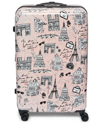 Karl Lagerfeld Paris Karl in Paris Upright Hardside Suitcase, Pink/Black, Large2