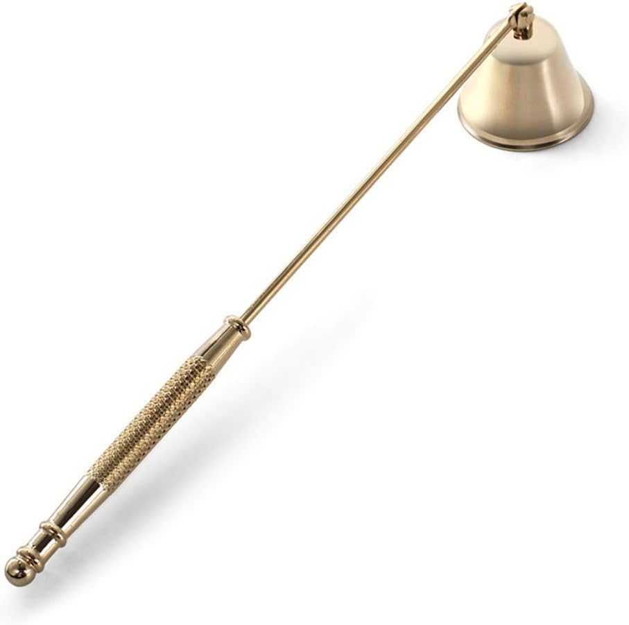 Candle Snuffer, Candle Snuffers Wick Snuffer Candle Accessory, Extinguish Candle Flame Safely with Long Handle Putting Out Fire (Gold Candle Snuffer)