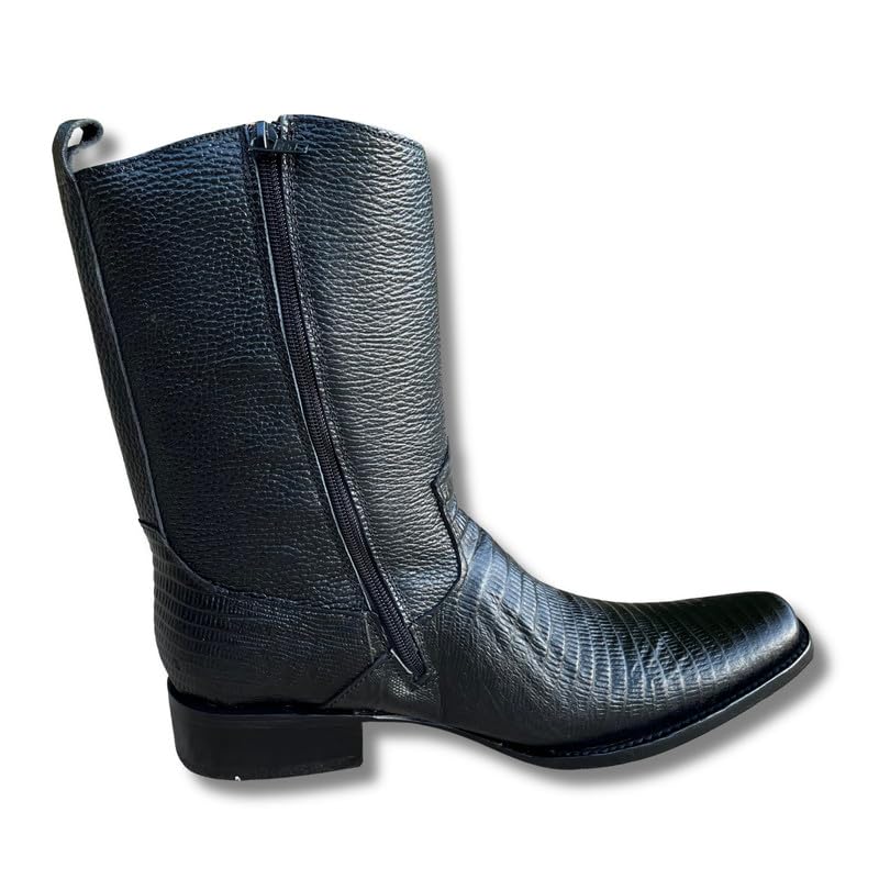 Image of Men's Alex Exotic Caiman Python Western Cowboy Boots Square Toe Pull On Tall Shaft bota de vaquero para hombre