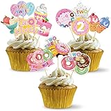 48pcs Donut Party Decorations Two Sweet Birthday Cupcake Toppers, Donut Grow Up Theme donut 2nd...