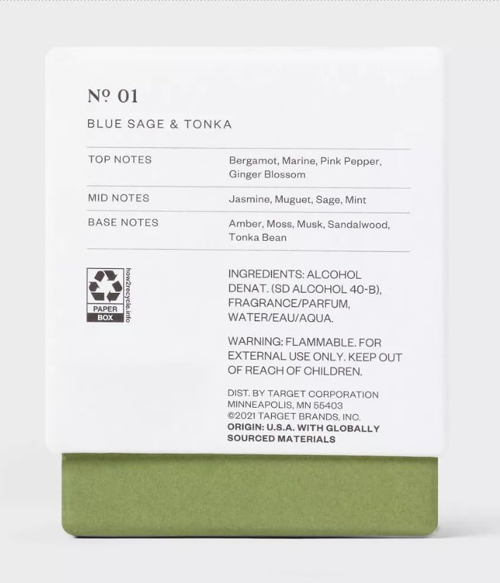 No.1 Blue Sage & Tonka Men's Cologne - 3.4 fl oz - Goodfellow & Co (1pack)