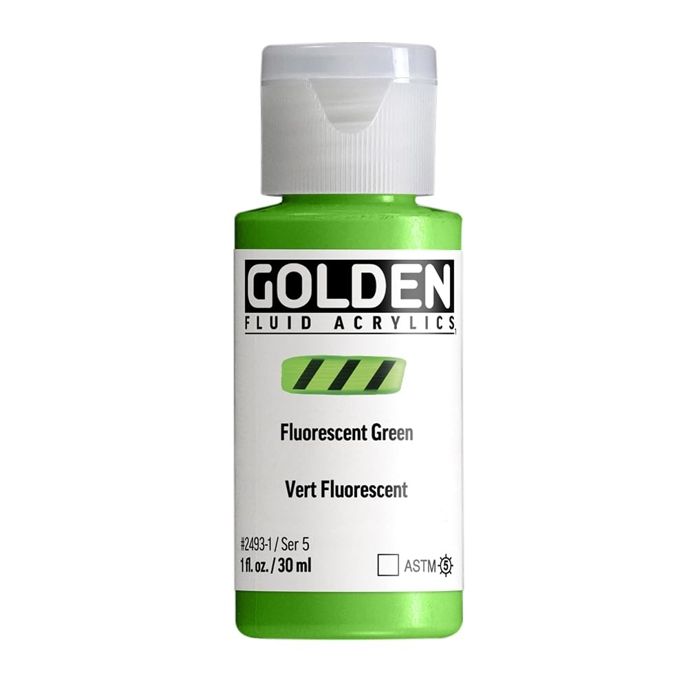 GOLDEN Fluid Acrylics, Fluorescent Green, 1 fl. oz. / 30 ml Bottle