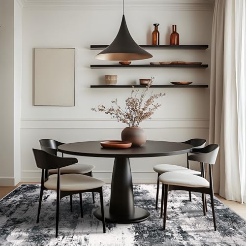 MAST DOO Teppich Wohnzimmer Waschbarer, Moderner Kurzflor Teppich Großer, Abstrakte Schlafzimmer Teppiche Waschbar rutschfest Design für Esszimmer Büro Bereich Dekor Schwarz Weiss Größe 160x230cm