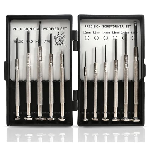 Destornilladores Precision,11 PCS Juego de Destornilladores de Precisión con Punta Magnética para Gafas Relojes Móviles y Electrónica Kit Multiusos de Herramientas Pequeñas