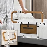 Aufstehhilfe Bett für Senioren, Höhen-und Breitenverstellbar Bettgitter mit Rutschfesten Grifffen und Aufbewahrungstaschen, Klappbares Bettgriff für Senioren, Menschen mit Behinderung und Schwangere