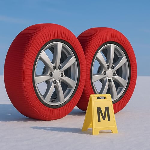 CARALL Calze da Neve Omologate Italia, Colore Rosso, Misura M, Catene Da Neve...