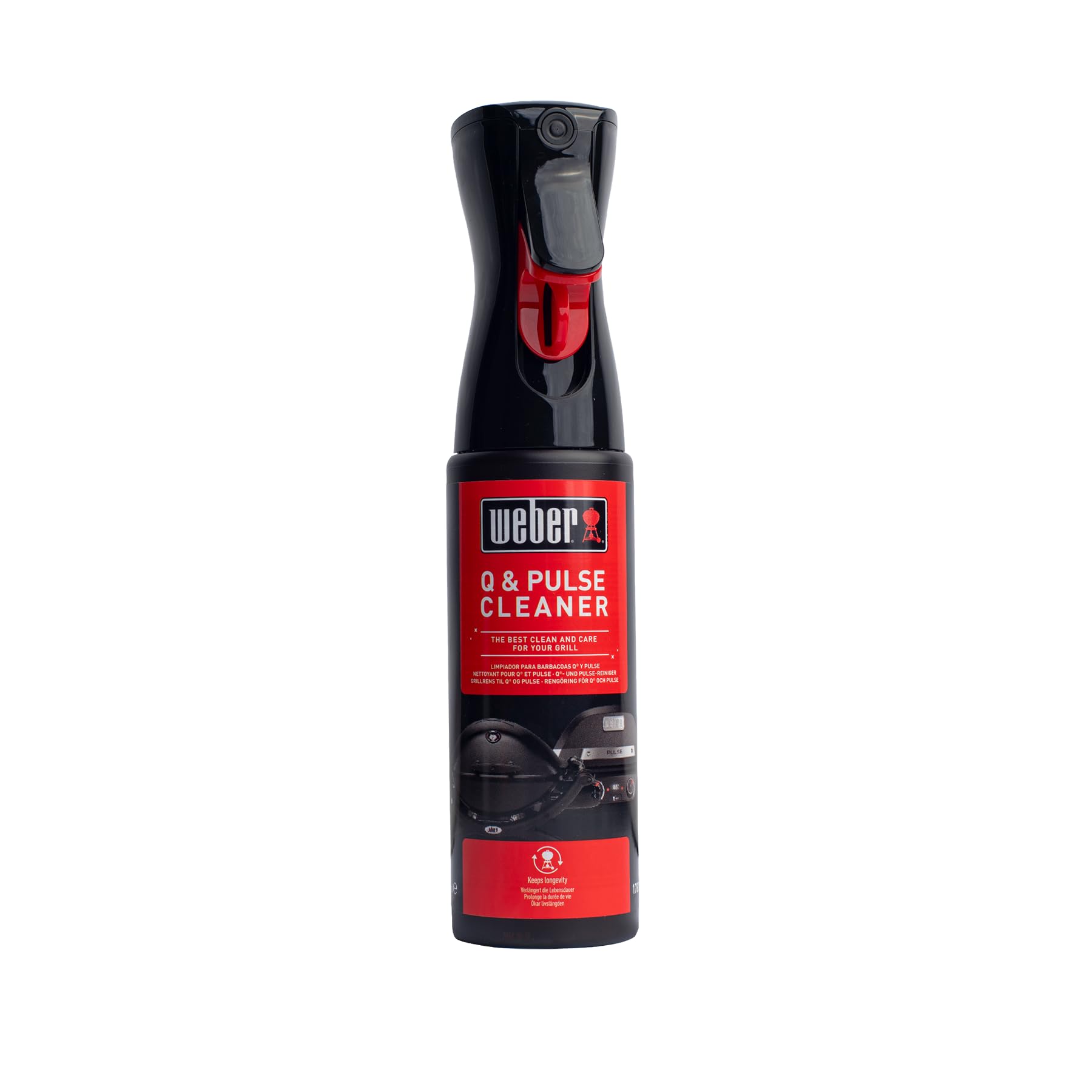 Weber Set Limpieza barbacoas Q & Pulse: Cepillo de Parrilla 30cm, Limpiador de Parrilla 300ml, Limpiador Q & Pulse 300ml, Spray Antiadherente 200ml, rasqueta, paño de Microfibra, esponjas - (18286)