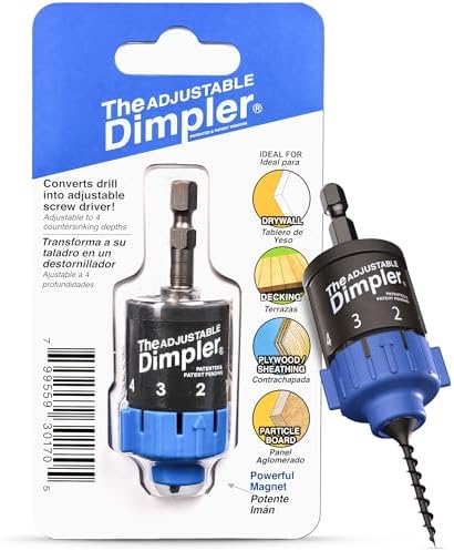 Adjustable DIMPLER ® Drywall Bit - Perfect for Converting Electric and Impact Drills into a Drywall and Deck Screw Gun Holds The Screw with a Powerful Magnet.