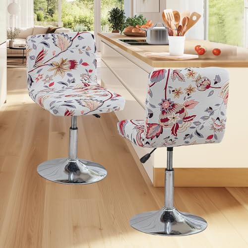 Image of FUANGUI Bar Stool Covers with Backs, 2 Pack Stretch Bar Stool Chair Covers, Knitted Jacquard Bar Stool Covers,Washable Bar Chair Covers Swivel Barstool Slipcovers,10